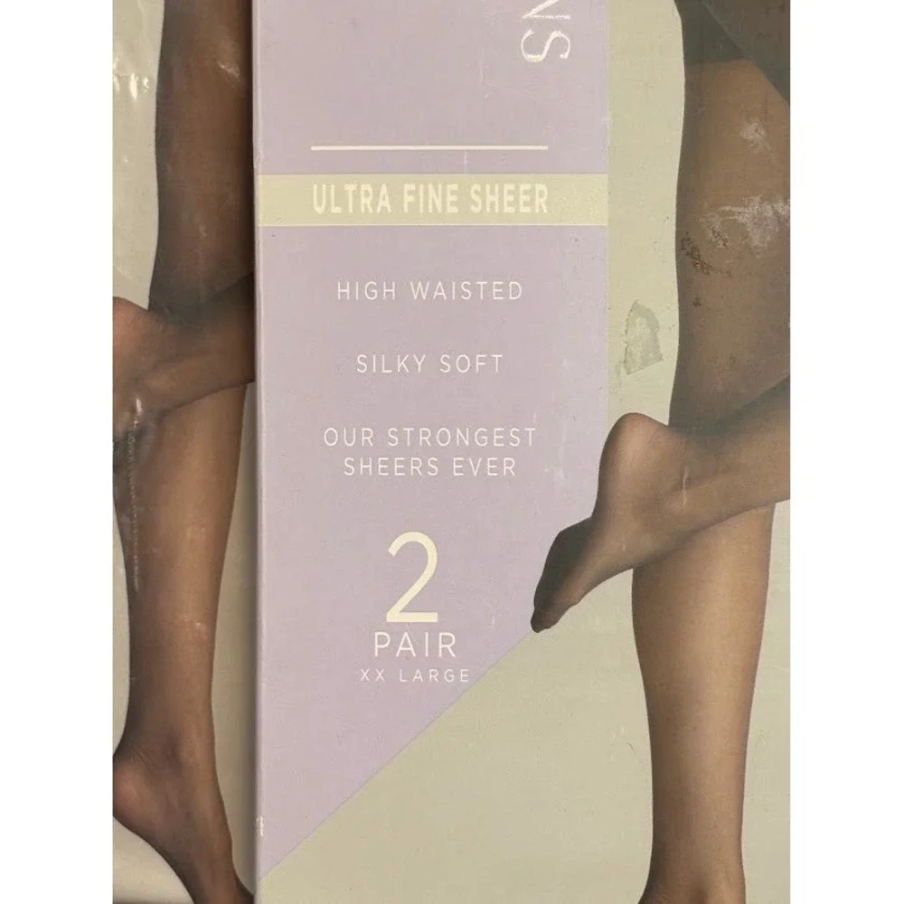 Silk Impressions 3pk 2pr Ultra Fine Sheer Pantyhose XXL Black High Waist Tights